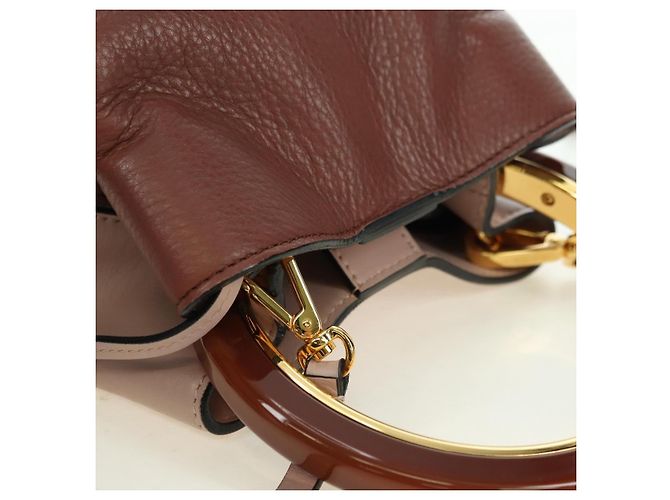 Autre Marque Borsa a mano MARNI Panniers in pelle 2way Beige Gold Auth 178605V - vista 6