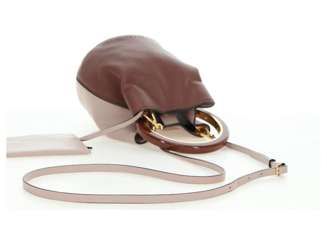 Autre Marque Borsa a mano MARNI Panniers in pelle 2way Beige Gold Auth 178605V - vista 9
