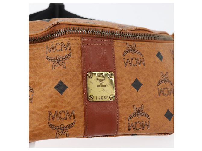 MCM Vicetos Logogram Body Bag PVC Marrone Oro Auth 177029 D'oro - vista 12
