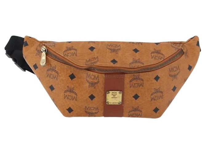 MCM Vicetos Logogram Body Bag PVC Marrone Oro Auth 177029 D'oro - vista 13