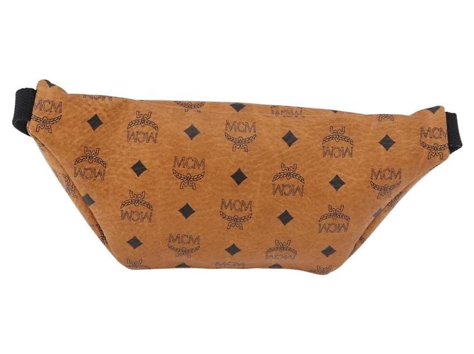 MCM Vicetos Logogram Body Bag PVC Marrone Oro Auth 177029 D'oro - vista 2