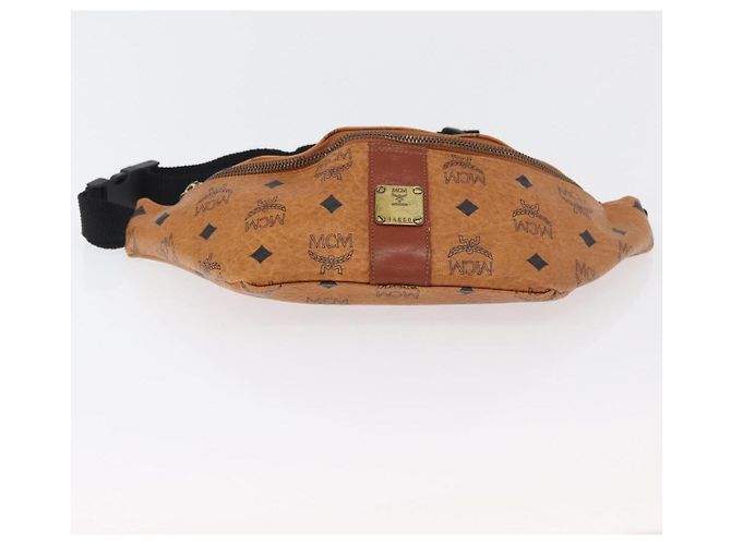 MCM Vicetos Logogram Body Bag PVC Marrone Oro Auth 177029 D'oro - vista 5