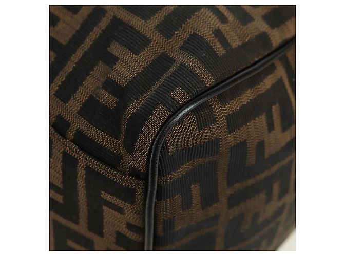 Mini Borsa Boston FENDI in tela Zucca Marrone Nero Autentica am11498SAV - vista 16