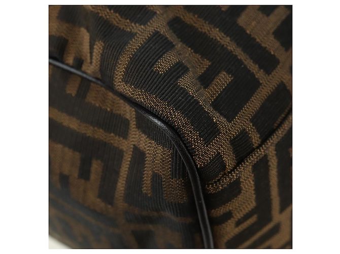Mini Borsa Boston FENDI in tela Zucca Marrone Nero Autentica am11498SAV - vista 17