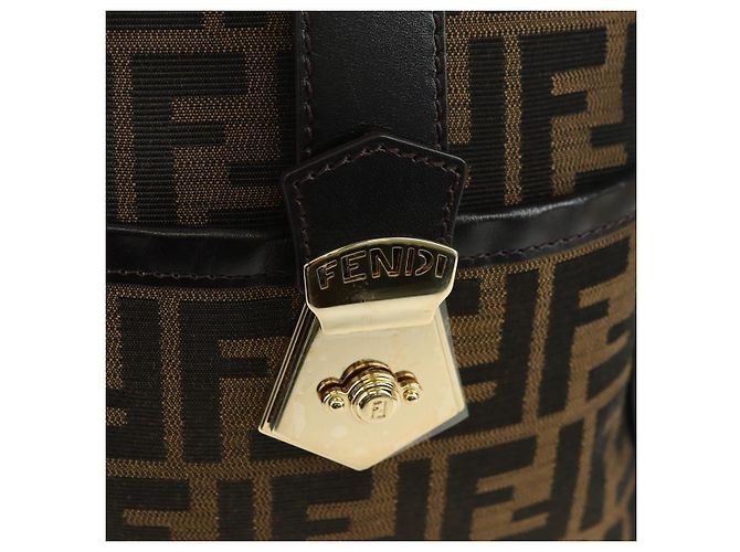 Mini Borsa Boston FENDI in tela Zucca Marrone Nero Autentica am11498SAV - vista 19