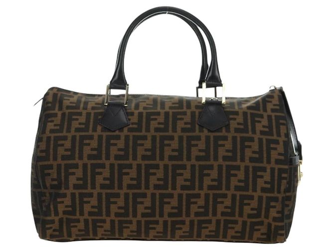 Mini Borsa Boston FENDI in tela Zucca Marrone Nero Autentica am11498SAV - vista 2