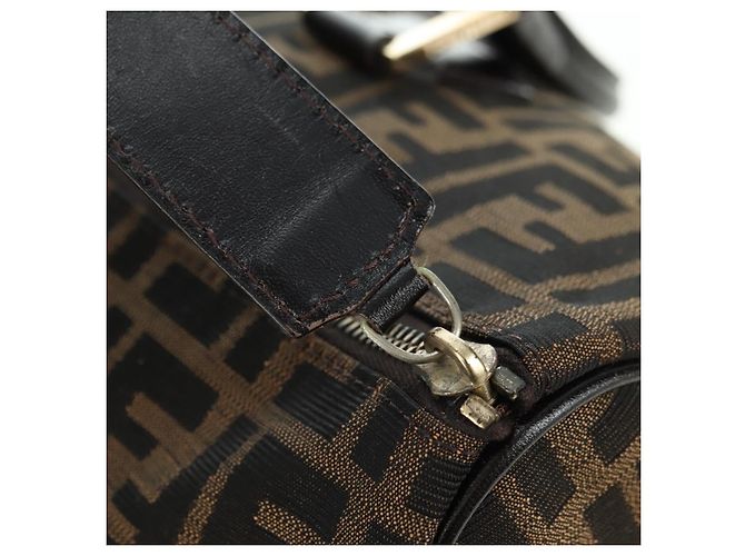 Mini Borsa Boston FENDI in tela Zucca Marrone Nero Autentica am11498SAV - vista 20
