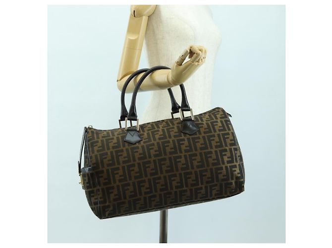 Mini Borsa Boston FENDI in tela Zucca Marrone Nero Autentica am11498SAV - vista 25