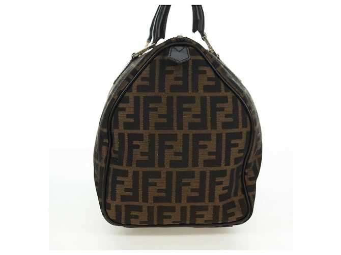 Mini Borsa Boston FENDI in tela Zucca Marrone Nero Autentica am11498SAV - vista 3