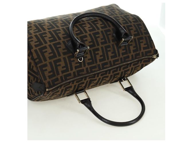 Mini Borsa Boston FENDI in tela Zucca Marrone Nero Autentica am11498SAV - vista 6