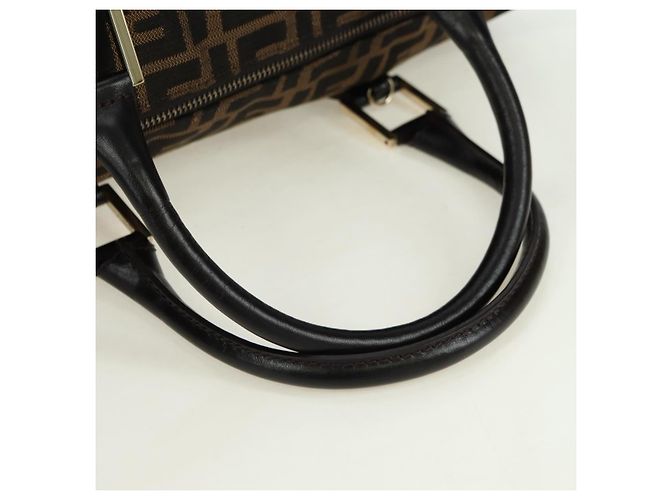 Mini Borsa Boston FENDI in tela Zucca Marrone Nero Autentica am11498SAV - vista 7