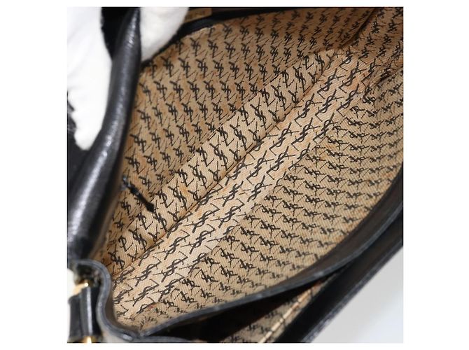 SAINT LAURENT Schultertasche aus Leder Schwarz Gold Auth 177846 - Ansicht 11