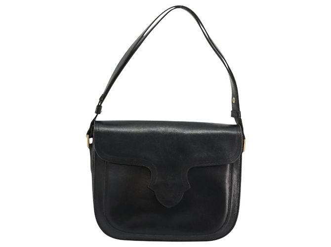 SAINT LAURENT Schultertasche aus Leder Schwarz Gold Auth 177846 - Ansicht 13