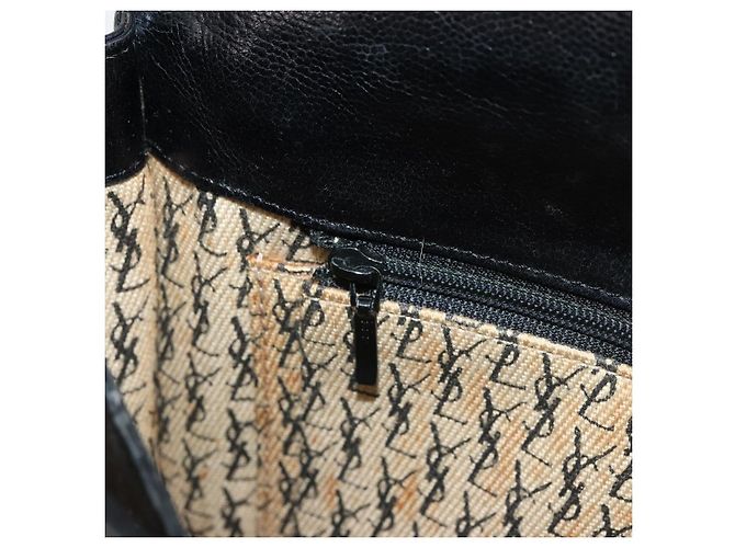 SAINT LAURENT Schultertasche aus Leder Schwarz Gold Auth 177846 - Ansicht 21