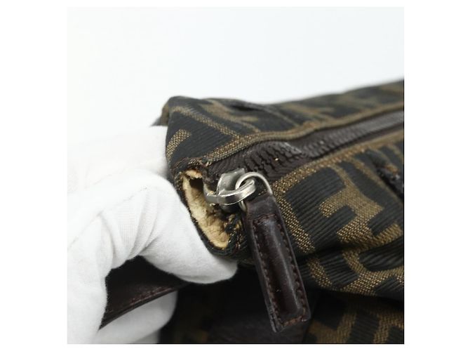 Bolsa de Mão FENDI Zucca Canvas Marrom Preto Auth bs35005 - vista 17