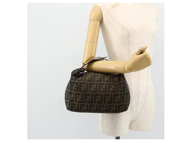 Bolsa de Mão FENDI Zucca Canvas Marrom Preto Auth bs35005 - vista 22