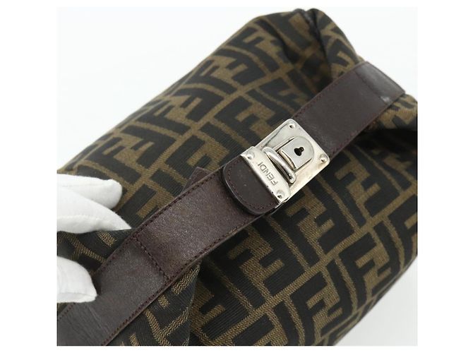 Bolsa de Mão FENDI Zucca Canvas Marrom Preto Auth bs35005 - vista 6