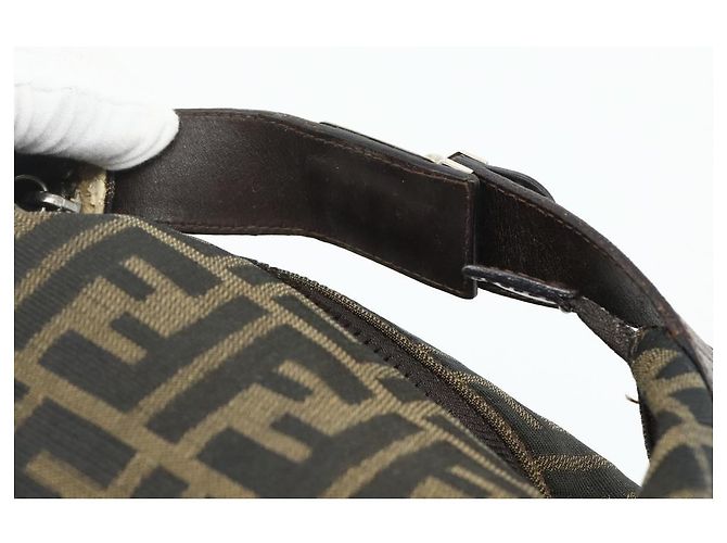 Bolsa de Mão FENDI Zucca Canvas Marrom Preto Auth bs35005 - vista 7