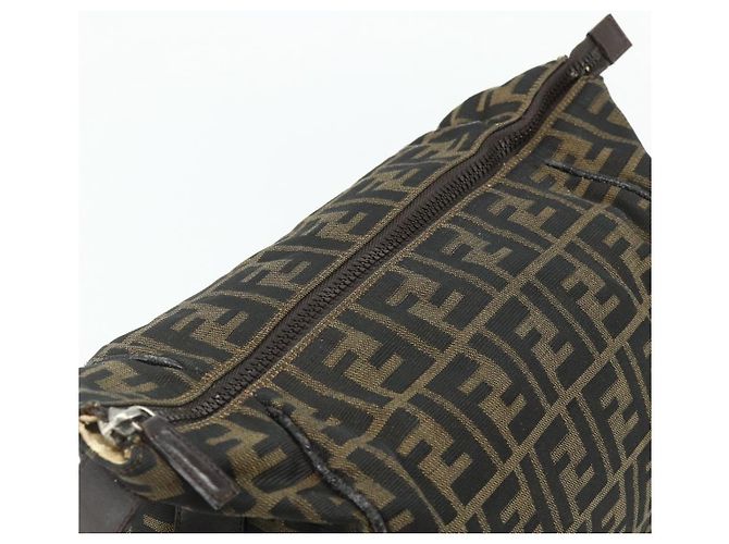 Bolsa de Mão FENDI Zucca Canvas Marrom Preto Auth bs35005 - vista 9