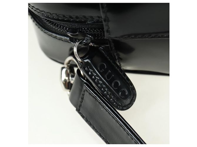 Borsa GUCCI in pelle vernice 2way Nero Argento Auth 176640 - vista 10