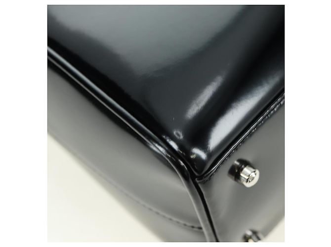 Borsa GUCCI in pelle vernice 2way Nero Argento Auth 176640 - vista 16
