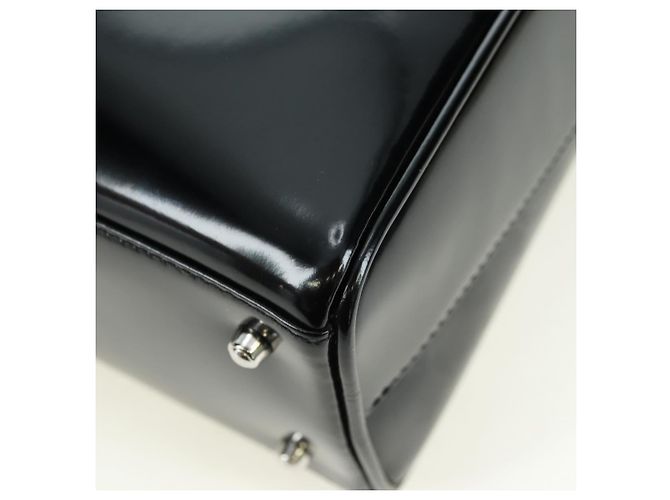 Borsa GUCCI in pelle vernice 2way Nero Argento Auth 176640 - vista 17