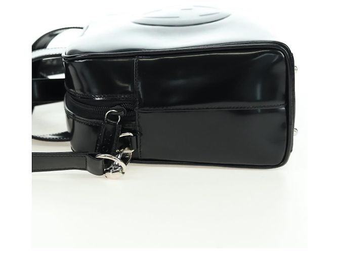 Borsa GUCCI in pelle vernice 2way Nero Argento Auth 176640 - vista 3