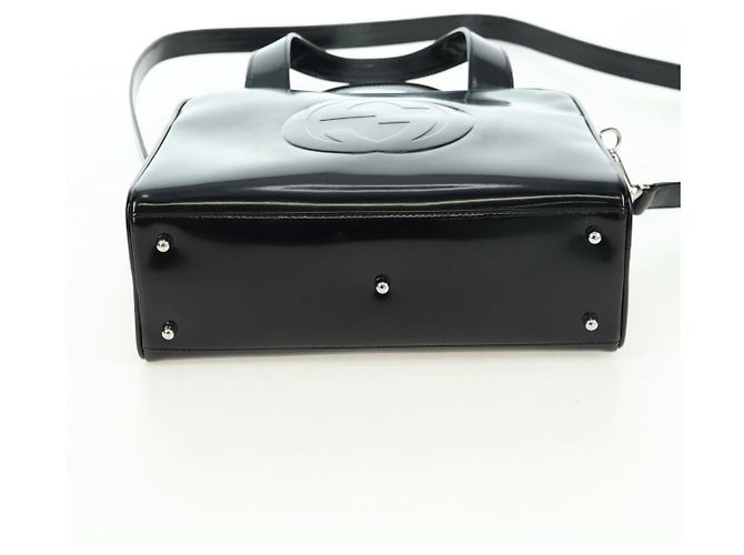 Borsa GUCCI in pelle vernice 2way Nero Argento Auth 176640 - vista 5