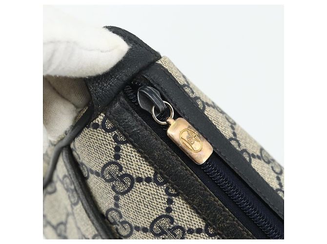 Bolsa de Ombro GUCCI GG Supreme Sherry Line PVC Azul Marinho Ouro 89 02 032 Auth 177813 Dourado - vista 10