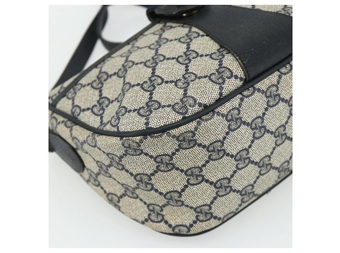 Bolsa de Ombro GUCCI GG Supreme Sherry Line PVC Azul Marinho Ouro 89 02 032 Auth 177813 Dourado - vista 14