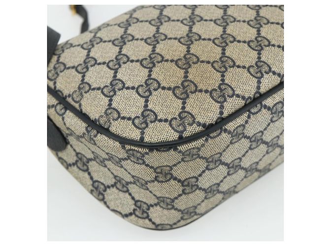 Bolsa de Ombro GUCCI GG Supreme Sherry Line PVC Azul Marinho Ouro 89 02 032 Auth 177813 Dourado - vista 16