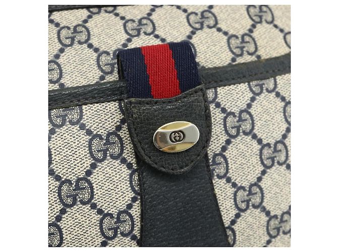 Bolsa de Ombro GUCCI GG Supreme Sherry Line PVC Azul Marinho Ouro 89 02 032 Auth 177813 Dourado - vista 17