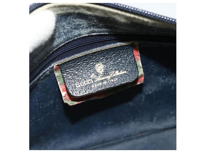 Bolsa de Ombro GUCCI GG Supreme Sherry Line PVC Azul Marinho Ouro 89 02 032 Auth 177813 Dourado - vista 18