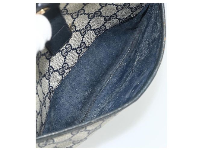 Bolsa de Ombro GUCCI GG Supreme Sherry Line PVC Azul Marinho Ouro 89 02 032 Auth 177813 Dourado - vista 23