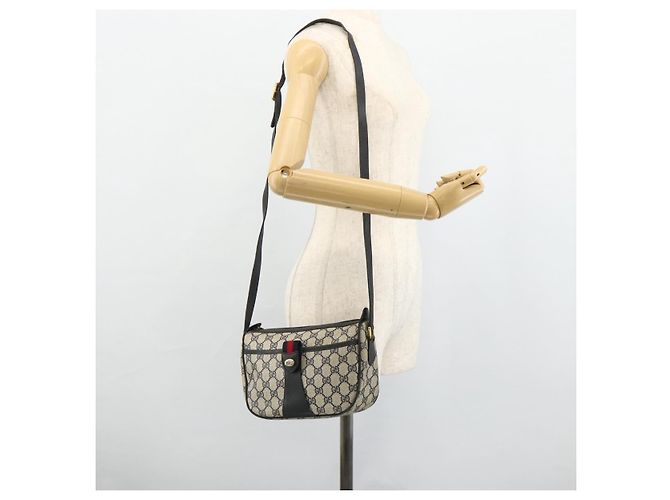 Bolsa de Ombro GUCCI GG Supreme Sherry Line PVC Azul Marinho Ouro 89 02 032 Auth 177813 Dourado - vista 24