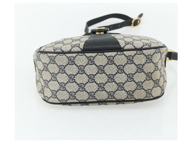Bolsa de Ombro GUCCI GG Supreme Sherry Line PVC Azul Marinho Ouro 89 02 032 Auth 177813 Dourado - vista 5