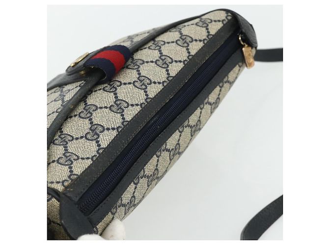 Bolsa de Ombro GUCCI GG Supreme Sherry Line PVC Azul Marinho Ouro 89 02 032 Auth 177813 Dourado - vista 6