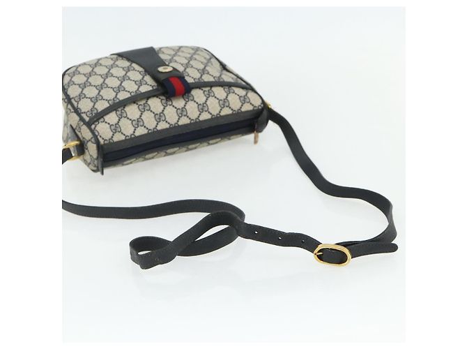 Bolsa de Ombro GUCCI GG Supreme Sherry Line PVC Azul Marinho Ouro 89 02 032 Auth 177813 Dourado - vista 7