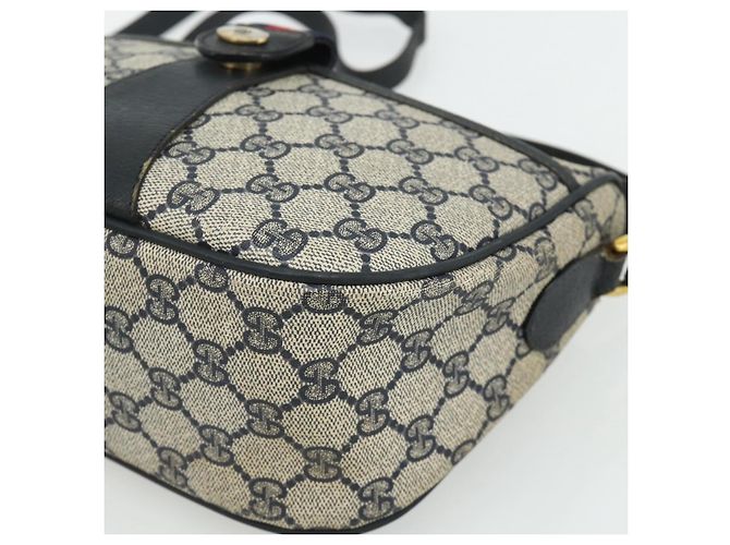 Bolsa de Ombro GUCCI GG Supreme Sherry Line PVC Azul Marinho Ouro 89 02 032 Auth 177813 Dourado - vista 9