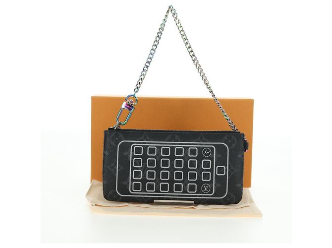 LOUIS VUITTON Monogram Eclipse Fragment iPhone Case M64449 LV Auth 177105M Monograma - vista 12