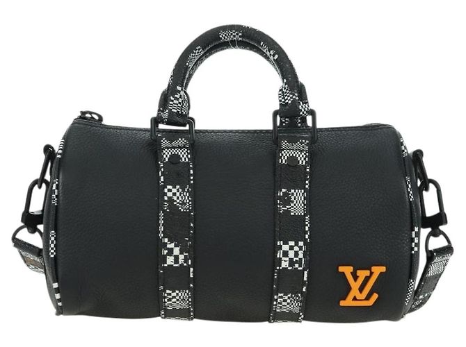LOUIS VUITTON Borsa Keepall XS Damier Distorted City Nera M80202 LV Auth 177433SM Nero - vista 13