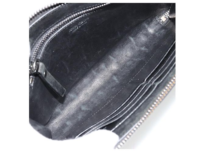 Clutch Jimmy Choo in pelle nera e argento Auth 177536 Nero - vista 10