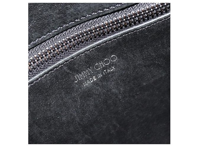 Clutch Jimmy Choo in pelle nera e argento Auth 177536 Nero - vista 17