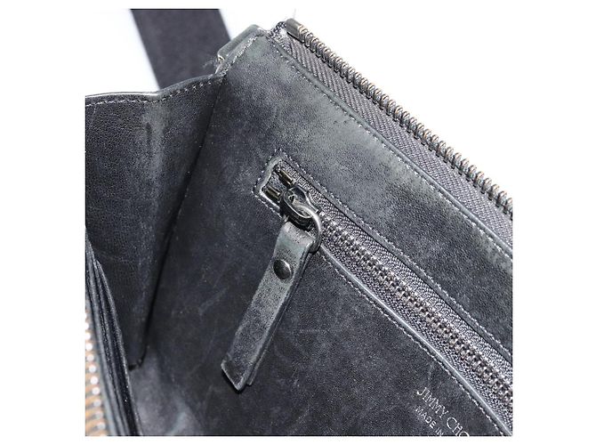 Clutch Jimmy Choo in pelle nera e argento Auth 177536 Nero - vista 20