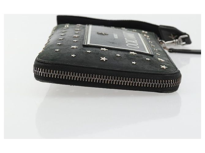 Clutch Jimmy Choo in pelle nera e argento Auth 177536 Nero - vista 3