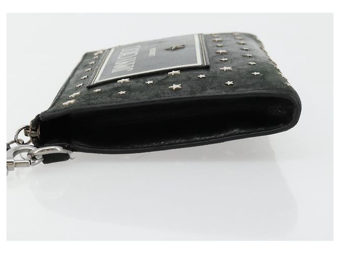 Clutch Jimmy Choo in pelle nera e argento Auth 177536 Nero - vista 4