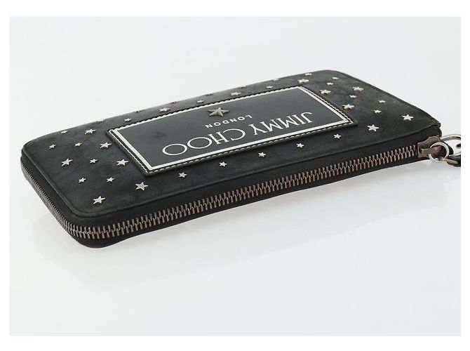 Clutch Jimmy Choo in pelle nera e argento Auth 177536 Nero - vista 5