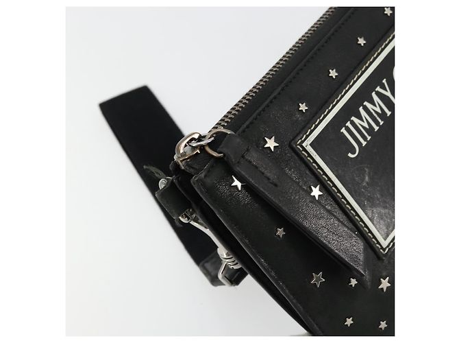 Clutch Jimmy Choo in pelle nera e argento Auth 177536 Nero - vista 9