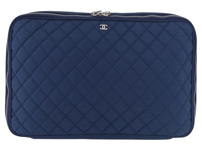 CHANEL Matelasse Christmas 2012 PC Case Nylon Blau Silber CC Authentisch 178958A - Ansicht 13