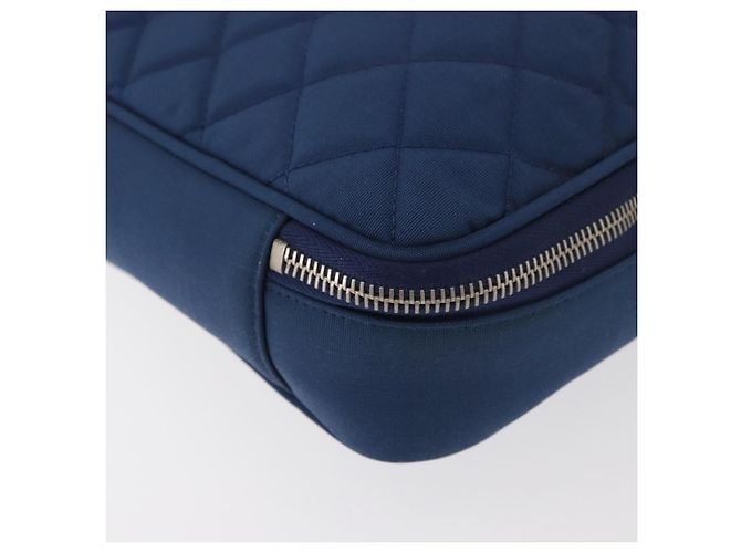 CHANEL Matelasse Christmas 2012 PC Case Nylon Blau Silber CC Authentisch 178958A - Ansicht 14